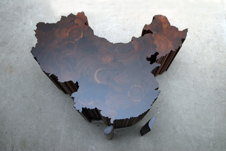Ai Weiwei/Map of China/2004/Iron wood (Tieli wood) from dismantled temples of the Qing Dynasty (1644-1911)